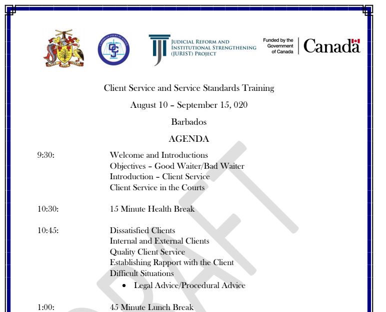 Read more about the article Client and service standards training for the Barbados judiciary